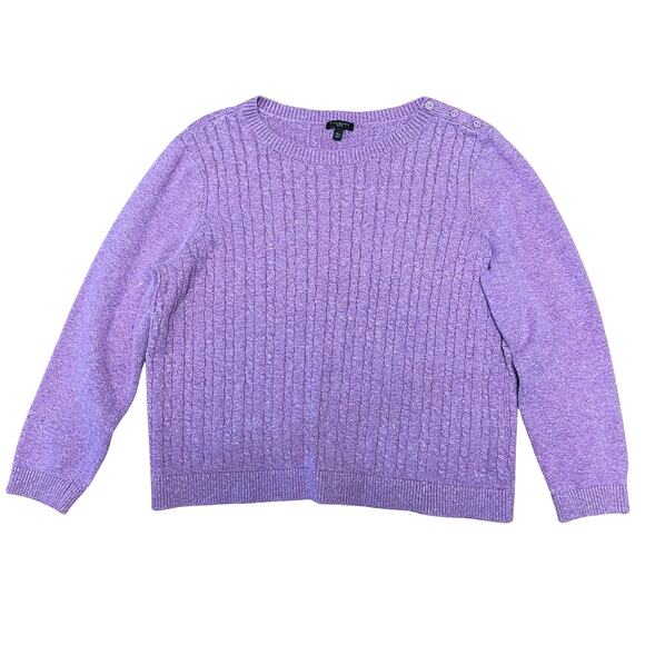 Talbots Purple Cable Knit Sweater EUC XLP - Picture 1 of 2